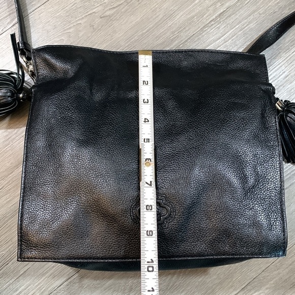 OrYANY Black Leather Large Many Pockets Crossbody Handbag Two Tassels - Picture 10 of 16